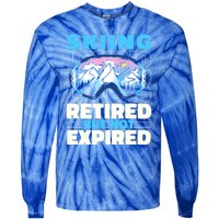 Skiing Retired Ski Cool Gift Winter Sports Skier Gift Tie-Dye Long Sleeve Shirt