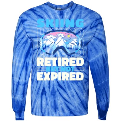 Skiing Retired Ski Cool Gift Winter Sports Skier Gift Tie-Dye Long Sleeve Shirt