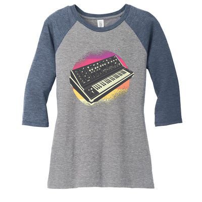 Synthesizer Retro Women's Tri-Blend 3/4-Sleeve Raglan Shirt