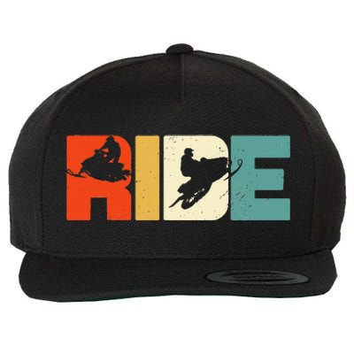 Snowmobile Ride Snowmobiling Motor Sled Winter Sport Gift Wool Snapback Cap