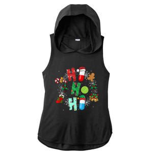 Snow Reindeer Santa Claus Pharmacy Crew Christmas Funny Gift Ladies PosiCharge Tri-Blend Wicking Draft Hoodie Tank