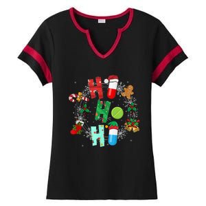 Snow Reindeer Santa Claus Pharmacy Crew Christmas Funny Gift Ladies Halftime Notch Neck Tee