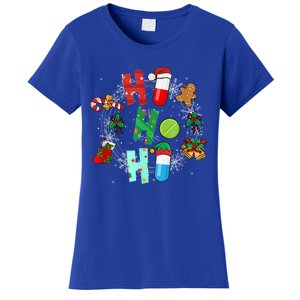 Snow Reindeer Santa Claus Pharmacy Crew Christmas Funny Gift Women's T-Shirt