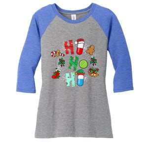 Snow Reindeer Santa Claus Pharmacy Crew Christmas Funny Gift Women's Tri-Blend 3/4-Sleeve Raglan Shirt