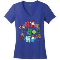 Snow Reindeer Santa Claus Pharmacy Crew Christmas Funny Gift Women's V-Neck T-Shirt