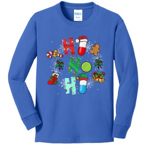 Snow Reindeer Santa Claus Pharmacy Crew Christmas Funny Gift Kids Long Sleeve Shirt