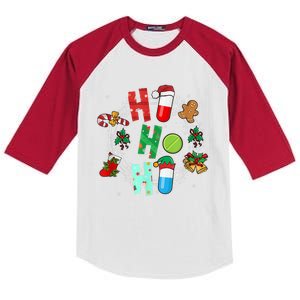 Snow Reindeer Santa Claus Pharmacy Crew Christmas Funny Gift Kids Colorblock Raglan Jersey