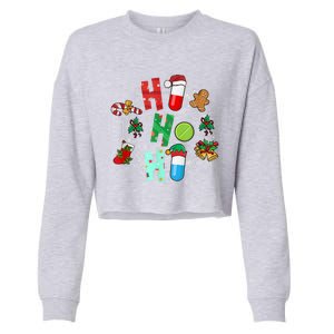 Snow Reindeer Santa Claus Pharmacy Crew Christmas Funny Gift Cropped Pullover Crew