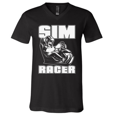 Sim Racer Simulation Gaming Race Car Sim Racing V-Neck T-Shirt