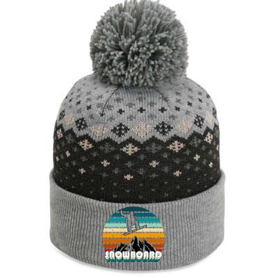 Snowboard Retro Sunset The Baniff Cuffed Pom Beanie