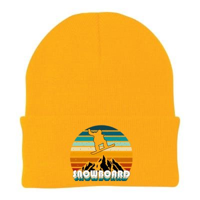 Snowboard Retro Sunset Knit Cap Winter Beanie