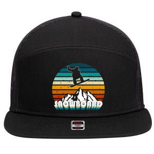 Snowboard Retro Sunset 7 Panel Mesh Trucker Snapback Hat