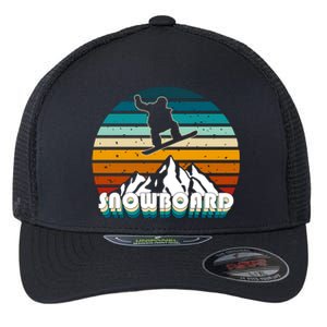 Snowboard Retro Sunset Flexfit Unipanel Trucker Cap