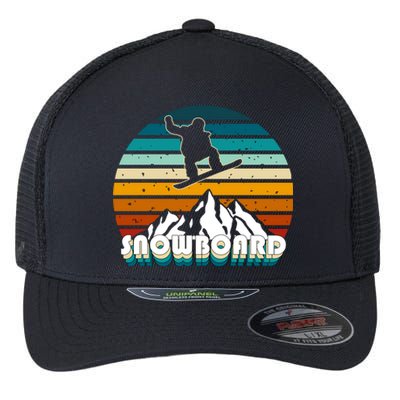 Snowboard Retro Sunset Flexfit Unipanel Trucker Cap