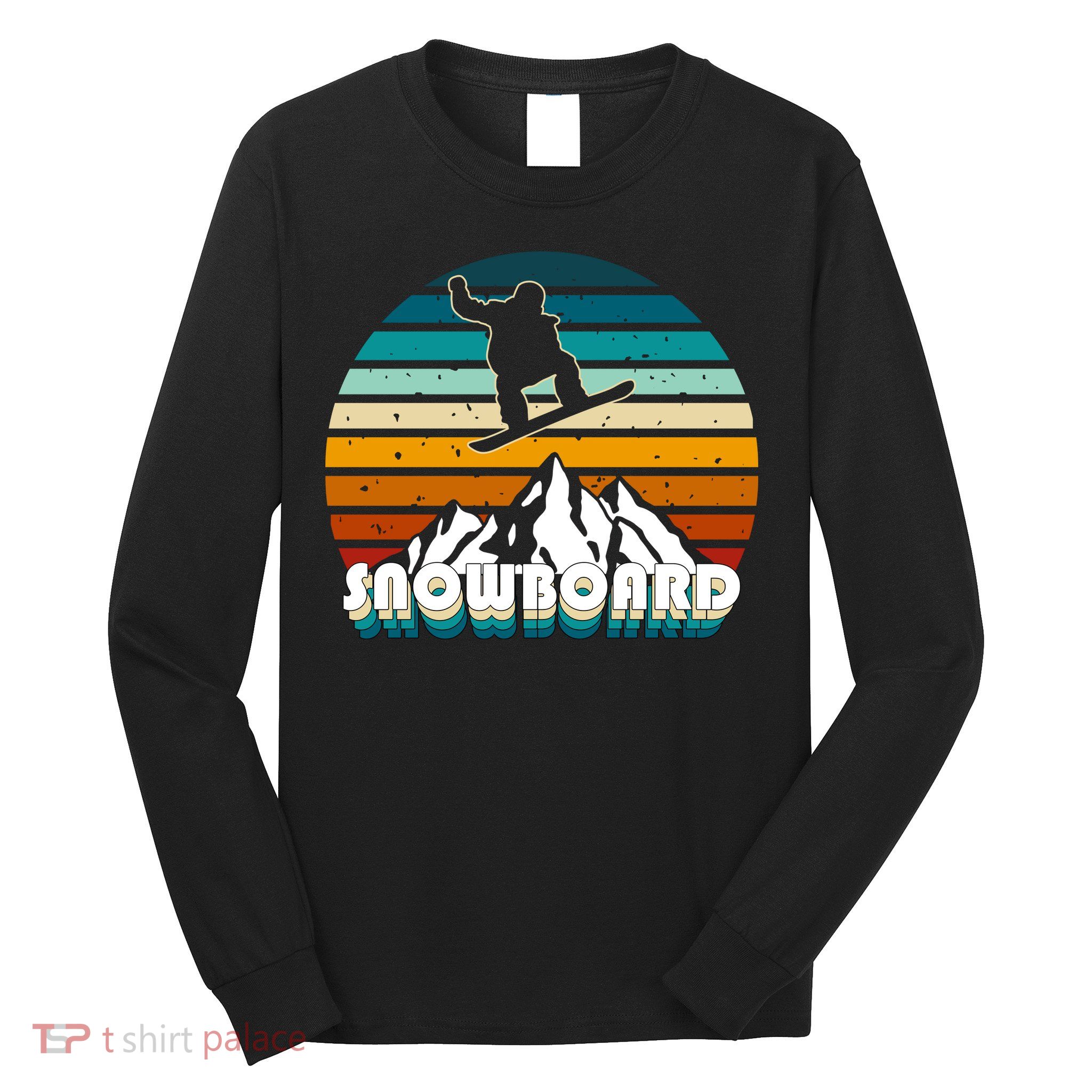 Snowboard Retro Sunset Long Sleeve Shirt