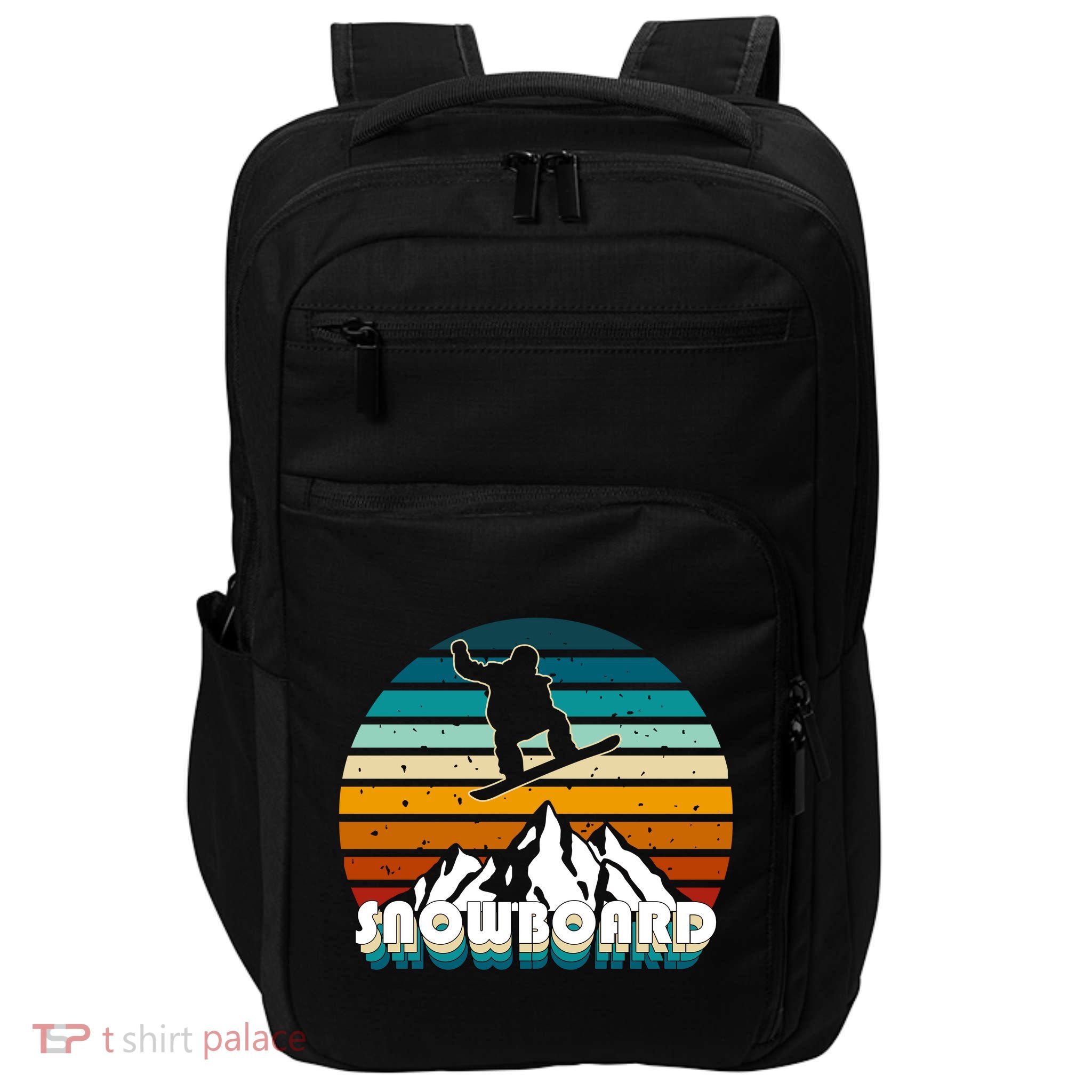 Snowboard Retro Sunset Impact Tech Backpack