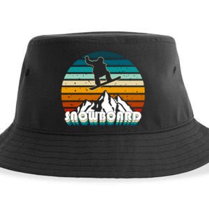 Snowboard Retro Sunset Sustainable Bucket Hat