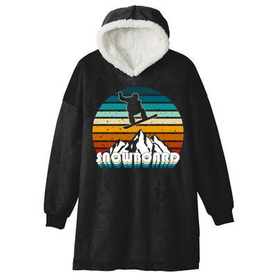 Snowboard Retro Sunset Hooded Wearable Blanket