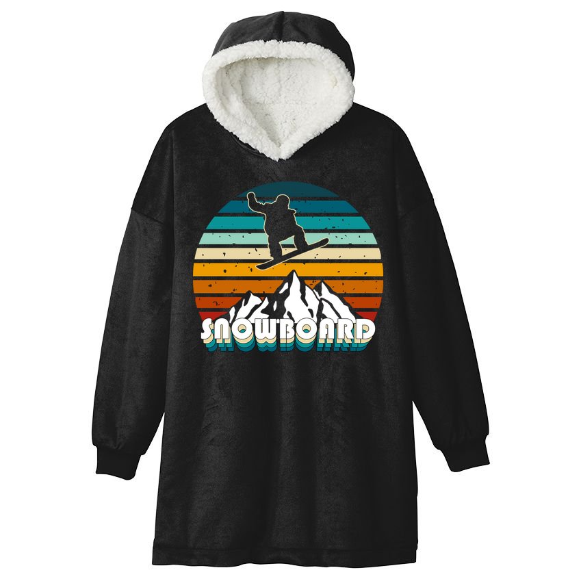 Snowboard Retro Sunset Hooded Wearable Blanket