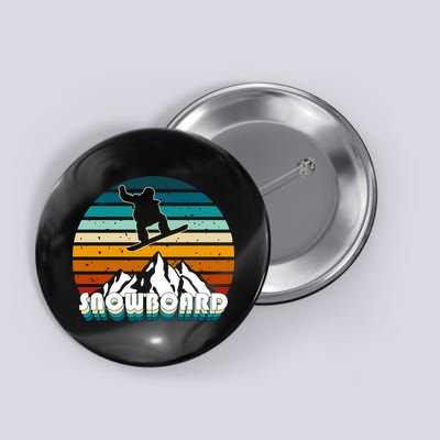 Snowboard Retro Sunset Button