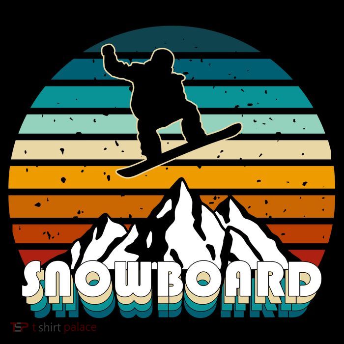 Snowboard Retro Sunset Button