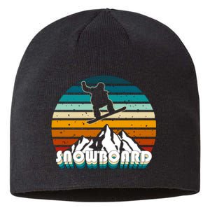 Snowboard Retro Sunset Sustainable Beanie