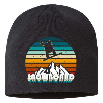 Snowboard Retro Sunset Sustainable Beanie