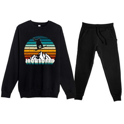 Snowboard Retro Sunset Premium Crewneck Sweatsuit Set