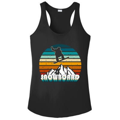Snowboard Retro Sunset Ladies PosiCharge Competitor Racerback Tank