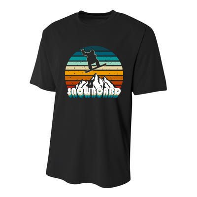 Snowboard Retro Sunset Youth Performance Sprint T-Shirt