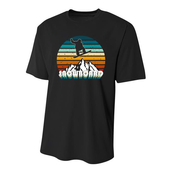 Snowboard Retro Sunset Youth Performance Sprint T-Shirt