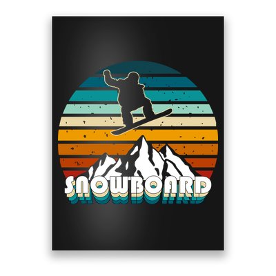 Snowboard Retro Sunset Poster