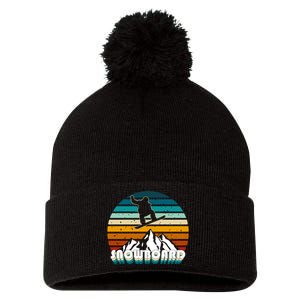 Snowboard Retro Sunset Pom Pom 12in Knit Beanie