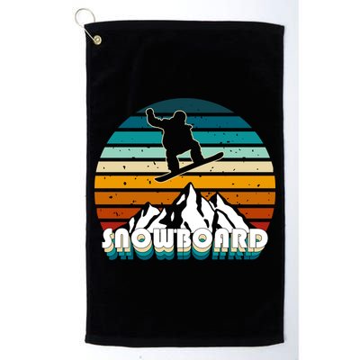 Snowboard Retro Sunset Golf Towel