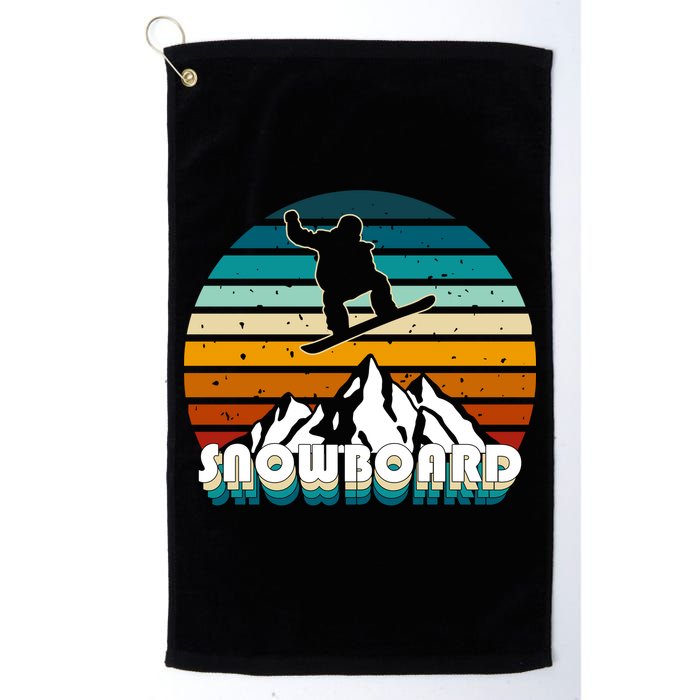 Snowboard Retro Sunset Golf Towel