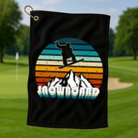 Snowboard Retro Sunset Golf Towel