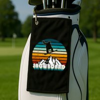 Snowboard Retro Sunset Golf Towel