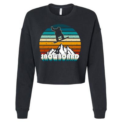 Snowboard Retro Sunset Cropped Pullover Crew