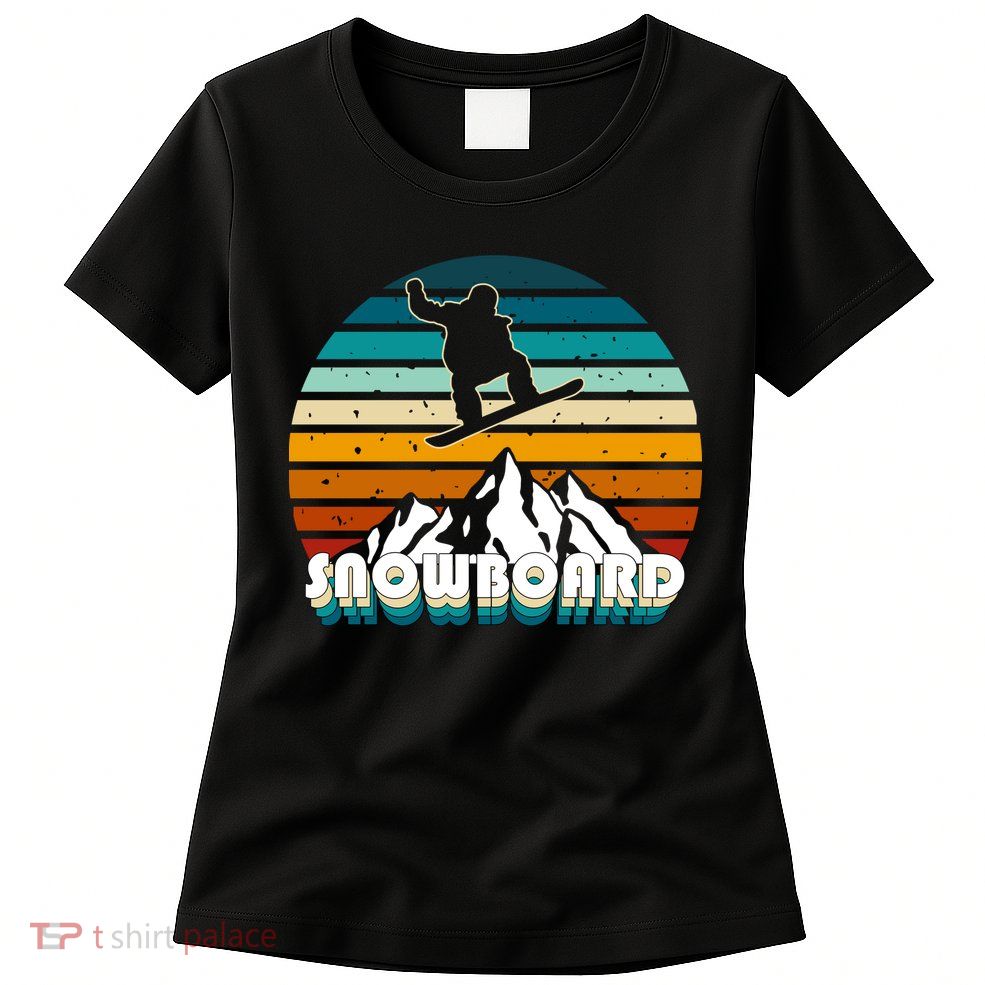 Snowboard Retro Sunset Womens T-Shirt