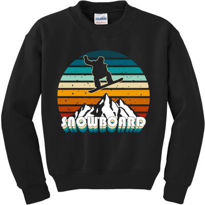 Snowboard Retro Sunset Kids Sweatshirt