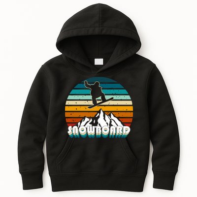 Snowboard Retro Sunset Kids Hoodie