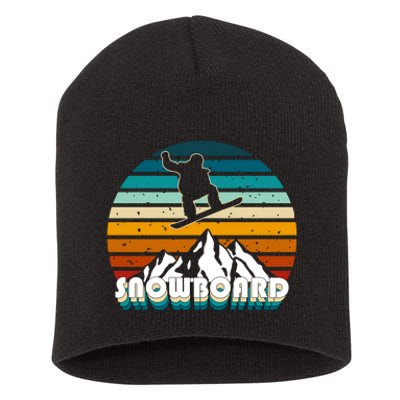 Snowboard Retro Sunset Short Acrylic Beanie