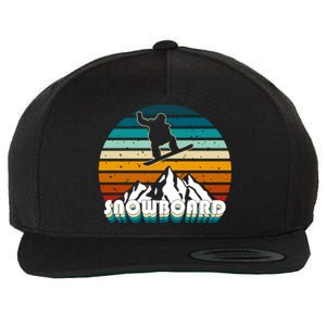 Snowboard Retro Sunset Wool Snapback Cap