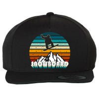 Snowboard Retro Sunset Wool Snapback Cap