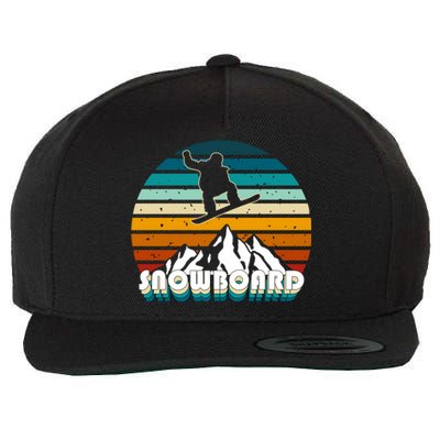 Snowboard Retro Sunset Wool Snapback Cap