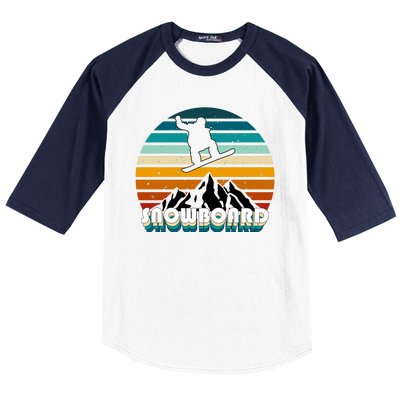 Snowboard Retro Sunset Baseball Sleeve Shirt