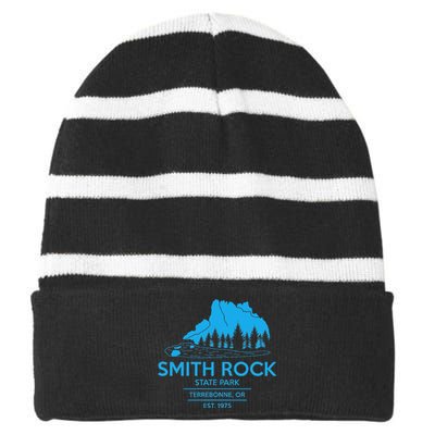 Smith Rock State Park Oregon State Park Striped Beanie with Solid Band