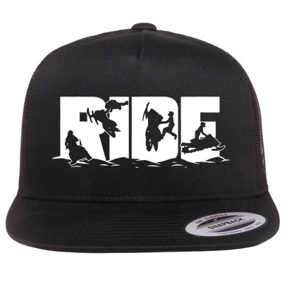 Snowmobile Ride Snowmobiling Winter Sport Flatbill Hat