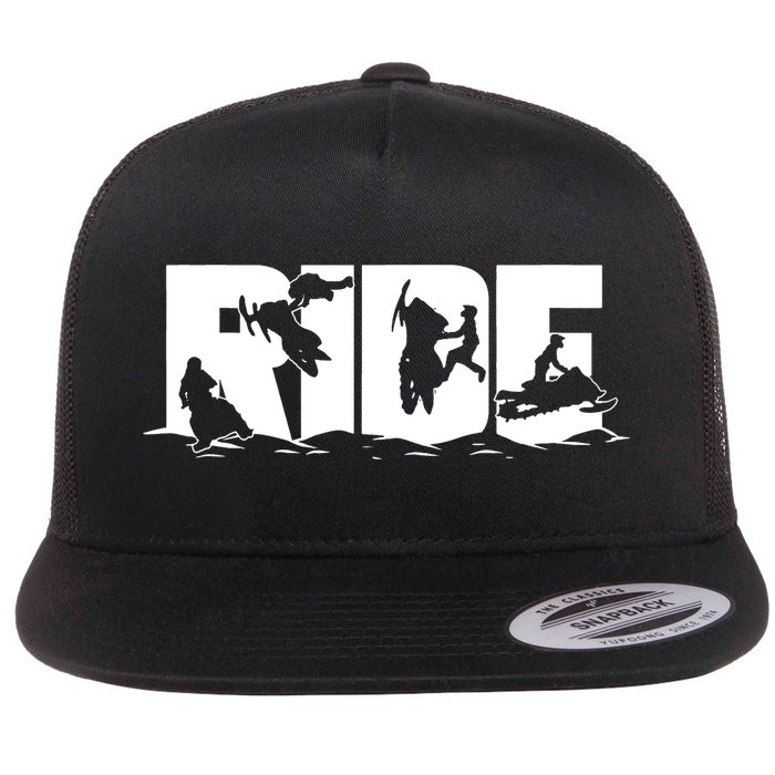 Snowmobile Ride Snowmobiling Winter Sport Flat Bill Trucker Hat