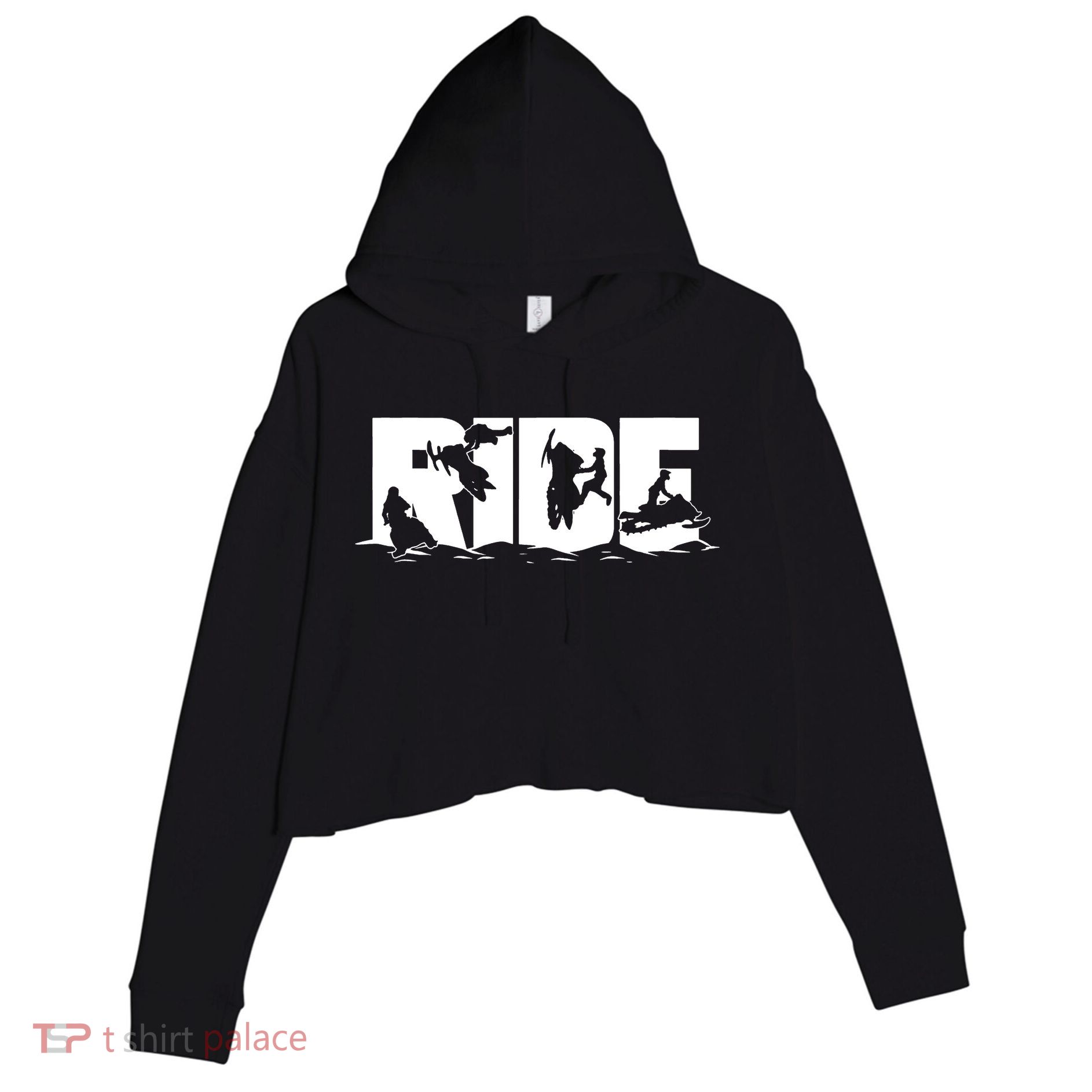 Snowmobile Ride Snowmobiling Winter Sport Crop Fleece Hoodie
